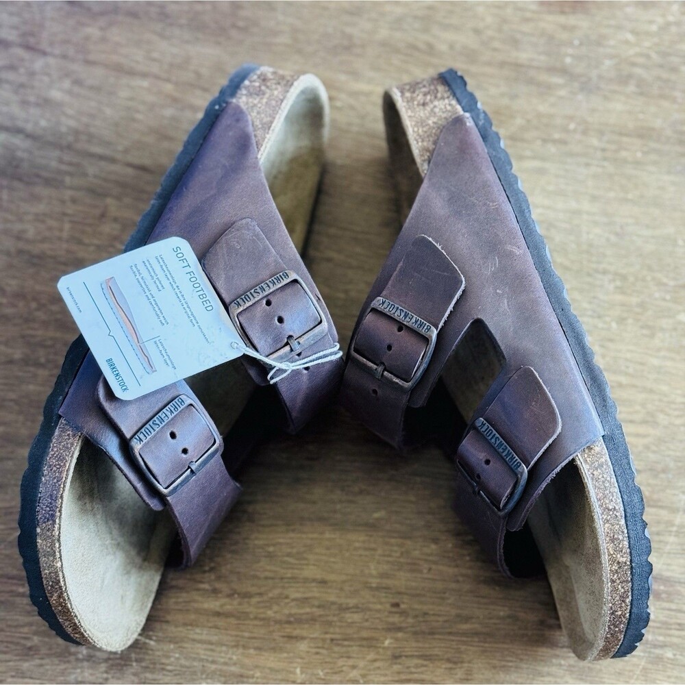 Men’s Size 9 Birkenstock Arizona Soft Footbed Habana Oiled Leather 0452761 NIB - Picture 3 of 8
